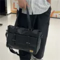 Sac de messager d'affaires en cuir noir classique pour hommes sac à bandoulière de voyage. - 5 Pouces / Noir