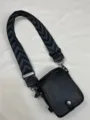 Men black PU leather crossbody bag with wide chevron strap casual stylish shoulder bag - Black 42