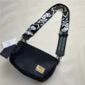 Men black PU crossbody bag with geometric wide strap casual shoulder bag stylish daily wear - Black (11)