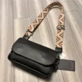 Borsa a tracolla casual da uomo, elegante borsa nera in pelle PU con tracolla etnica. - Nero