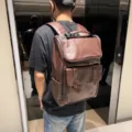 Uomini grande capacità marrone pelle zaino retro lavoro viaggio casuale borsa scuola - Marrone scuro
