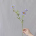 Artificial Cosmos Daisy Silk Flower Single Stem Faux Floral DIY Hair Accessory Home Decor - Purple Blue Zirconia
