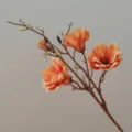 Artificial magnolia flower branch EVA touch home decor floral detail close-up display. - Orange