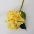 Stelo di fiore di ortensia giallo artificiale con tre foglie per la decorazione e foto - Arancione Chiaro