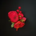 Red wedding boutonniere simulation flower for groom suit lapel pin party festival gift - Corsage