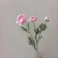 Artificial 3-head ranunculus silk flower detail shot, perfect for home decor and floral arrangements. - Pink