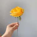 Single branch artificial yellow rose flower faux floral decoration for home wedding party detail view - Yellow