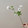 Artificial white flower branch silk floral stem for DIY crafts home decor photography props. - White