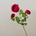 Artificial ranunculus flower 3 heads silk floral stems for home decor photography props - Rose Red