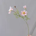 Artificial cosmos flower stem detail shot, pink and white petals, realistic design for DIY crafts. - Pink