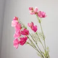 Artificial cosmos flower detail, pink silk flower branch, close-up shot for home decor. - Rose Red