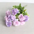 Close-up detail shot of artificial purple carnation flower bouquet for home decor. - Purple