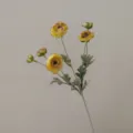 Artificial ranunculus flower stem detail, realistic artificial silk floral decor for home. - Coffee Yellow