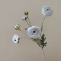 Artificial ranunculus silk flower branch detail multi-head fake floral home decoration. - Crushed Ice Blue
