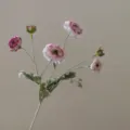 High quality artificial 6-head ranunculus silk flower stem for home decor design. - Rose Red Border