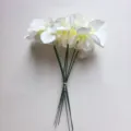 Vista detallada de un ramo de flores de orquídea blanca artificial para decoración. - Hortensia Blanco Roto (6 Tallos)