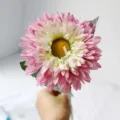 Artificial pink gradient sunflower silk flower for home decor and wedding arrangement. - Pink