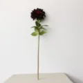 Single stem dark red artificial dahlia silk flower home decor photography prop wedding floral - Black Purple
