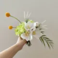 Bouquet de fleurs artificielles blanc vert orchidées arrangement de table déco - Bouquet Seul