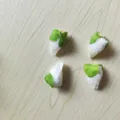 Close-up details of four artificial white poppy flower buds with green sepals for DIY crafts. - Flower Bud / 1 Piece/Pack / White