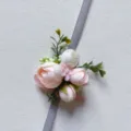 Artificial flower wrist corsage wedding pink rose bridesmaid details display - Wrist Corsage / Light Pink