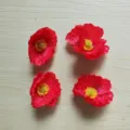 4 pcs red artificial poppy flower heads for DIY hair accessories and crafting details. - Small Flower Head / 1 Piece/Pack / Red