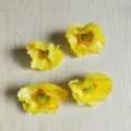 Detailed close-up of four yellow artificial poppy flower heads for DIY crafts and hair accessories. - Small Flower Head / 1 Piece/Pack / Yellow