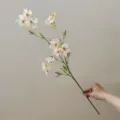 Artificial flower branch detail, light pink small blossoms with green stem for home decor. - Champagne