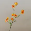 Artificial clematis flower detail, orange petals and green stem for DIY crafts and decor. - Orange