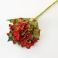 Fiore di Ortensia Artificiale Sfumatura Rosso Verde in Seta Decor Ramo Medio SKU. - rosso e verde
