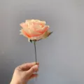 Single french artificial rose flower simulation silk flower for home decoration party. - Champagne