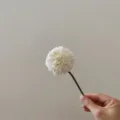 White artificial pom pom chrysanthemum flower single stem silk floral home decor display - White