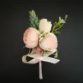 Light pink artificial flower boutonniere for wedding groomsmen suit decoration. - Boutonniere Style 1