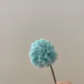 Close-up detail shot of light blue artificial pompon chrysanthemum flower head with stem. - Tiffany Blue