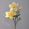 Artificial magnolia flower branch faux silk floral decoration for living room home - Yellow