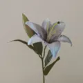 Artificial lily flower stem detail close up, vintage faux floral for home decor and photo prop. - Light Grey Blue