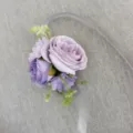 Ramillete de muñeca de rosa artificial morado claro con cinta gris para boda novia y dama - Estilo C / Violeta Claro