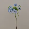 Velvet artificial flower single stem fake floral branch for home decor and wedding display. - Blue