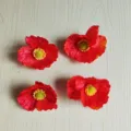 4 Pcs Artificial Poppy Flower Heads Red Silk Flowers for DIY Hair Accessories and Craft Decor - Large Flower Head / 1 Piece/Pack / Orange