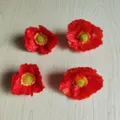Artificial poppy flower heads fake silk flowers red DIY hair accessories craft floral 4pcs - Small Flower Head / 1 Piece/Pack / Orange