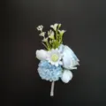 Boutonniere de novio azul para traje de boda flor de solapa corsage artificial - Estilo 1 (XH046-1)