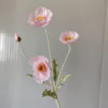 Artificial Iceland poppy detail view, coral pink velvet flower stem, perfect for floral decor. - Nude Pink