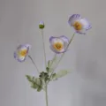 4-head Iceland poppy artificial silk flower flocked stem home decor floral arrangement - Light Purple Blue