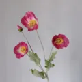 Exquisite 4-headed flocked artificial Icelandic poppy flower for home decor and floral arrangements. - Fuschia