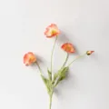 Artificial Iceland Poppy 4 Heads Coral Pink Flocked Silk Flower Home Decor Variant - Coral Pink