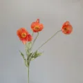 Artificial Iceland Poppy Flowers 4 Heads Coral Pink Faux Silk Floral Stem for Home Decor - Dark Coral Pink