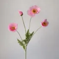 Coral pink artificial Icelandic poppy flower 4-head silk floral decor for home ornament - Light Pink Purple