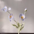 4-Head Artificial Icelandic Poppy Flocked Silk Flower Branch Home Decor Blue Aesthetic - Ice Blue