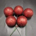 Set de adornos para tarta con bolas con purpurina roja para fiesta de cumpleanos reposteria - 3 cm set de 10 / Dorado