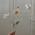 Artificial poppy flower 4-head flocked silk flower for home room decor photography props - Ice Pink
